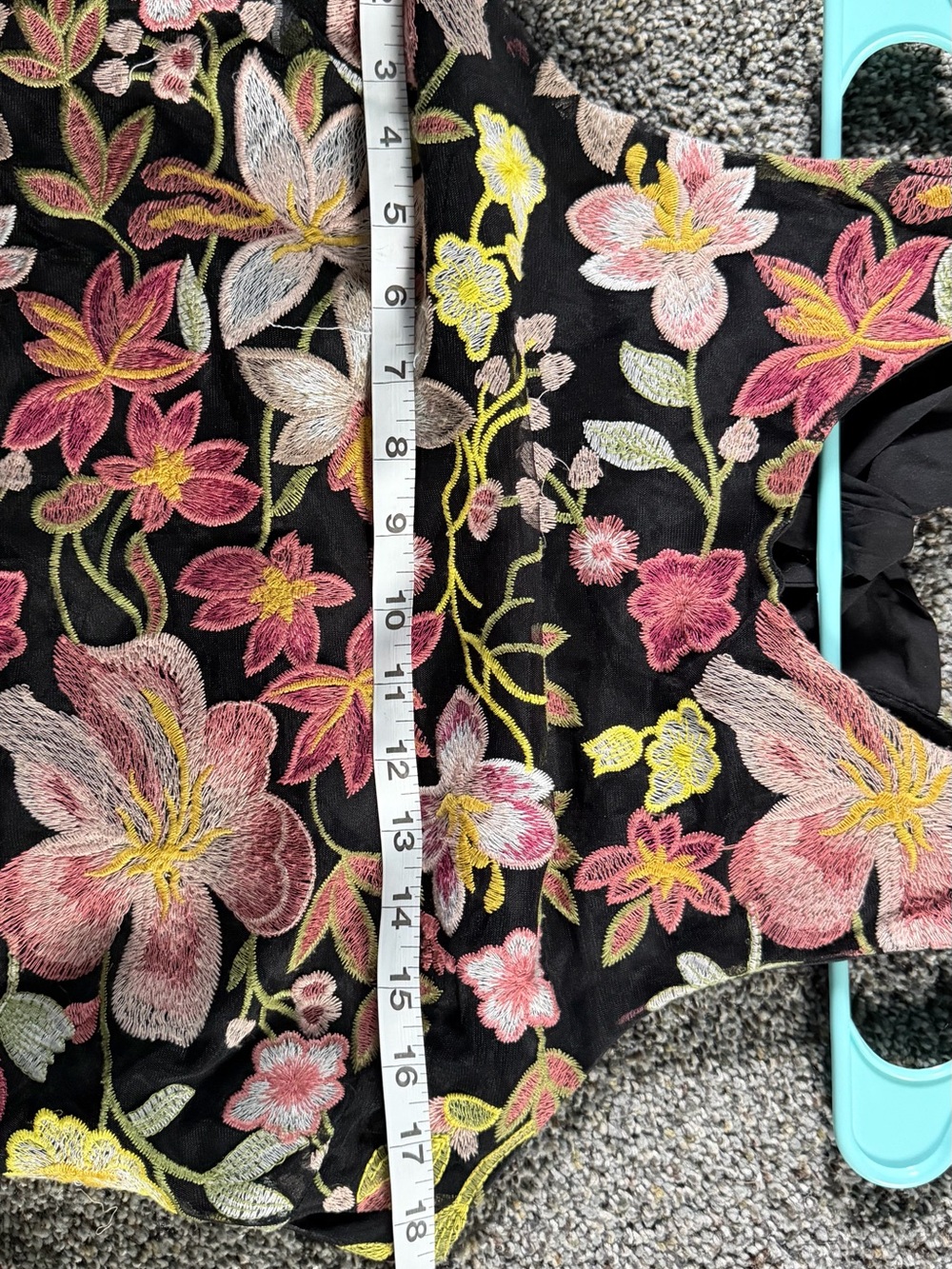 Sam Edelman Black Midi Dress with Pink, Yellow & Green Floral Embroidery - Picture 3 of 10